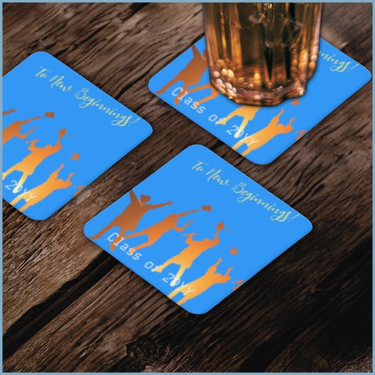 Bold Blue Modern Tech Abschluss Rechteckiger Pappuntersetzer