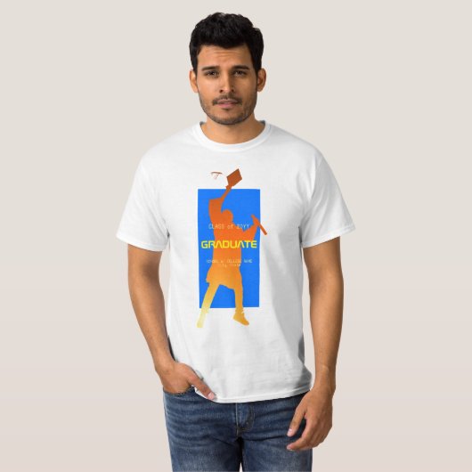 Bold Blue Modern Tech Abschluss T-Shirt (Vorne ganz)
