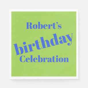 Bold Blue on Lime Green Geburtstagsparty Serviette