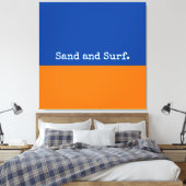 Bold Blue Orange Seashore Minimalistisch Abstrakt Leinwanddruck (Insitu (Schlafzimmer))