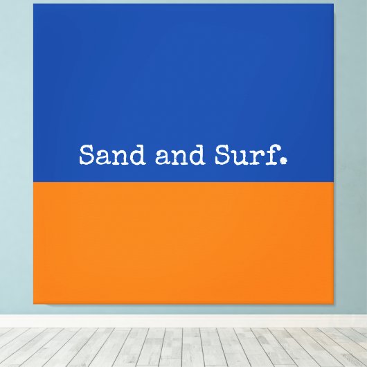 Bold Blue Orange Seashore Minimalistisch Abstrakt Leinwanddruck (Insitu (Holzboden))