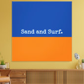 Bold Blue Orange Seashore Minimalistisch Abstrakt Leinwanddruck (Insitu (Wohnzimmer))