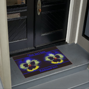 Bold Blue Pansy Blume Personalisiert Fußmatte