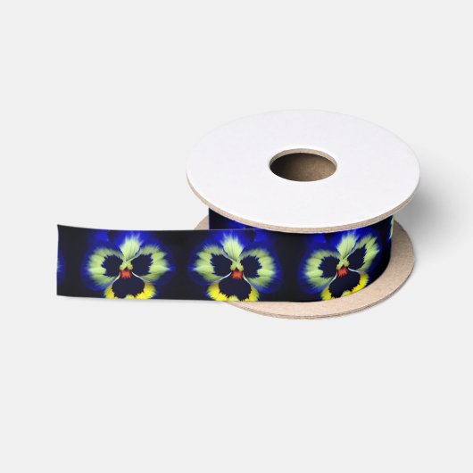 Bold Blue Pansy Blume Satinband (Spule)