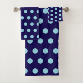 Bold Blue Polka Dots Badhandtuch Set