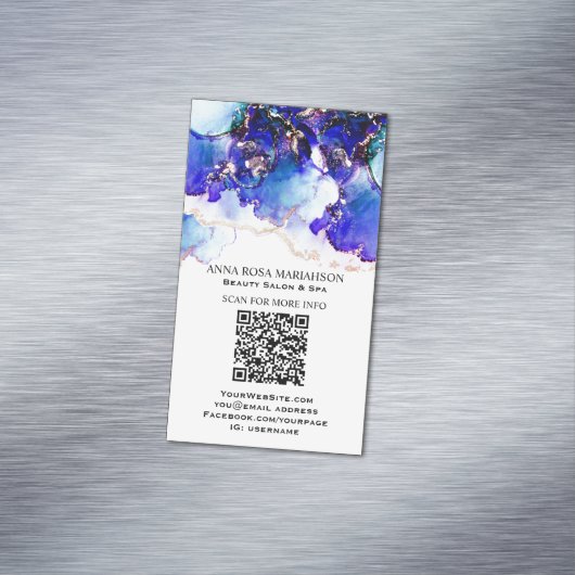 *~* BOLD Blue QR CODE Yummy Gold Gilded AP29 Magnetische Visitenkarte (Beispiel)