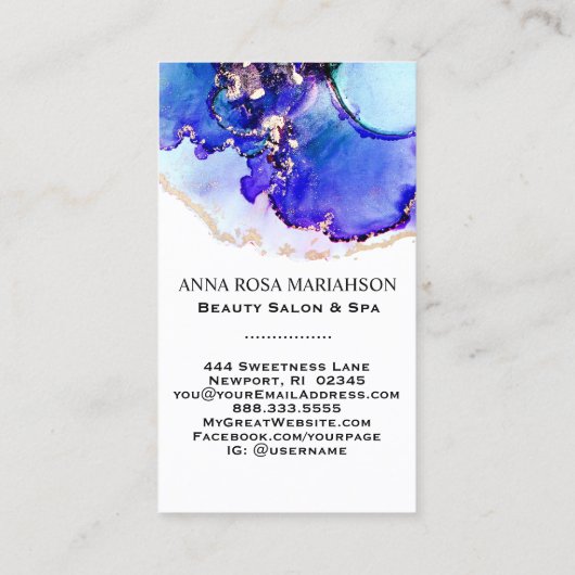 *~* BOLD Blue QR CODE Yummy Gold Gilded AP29 Visitenkarte (Rückseite)