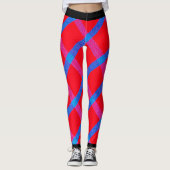 Bold Blue & Red Checkered Leggings (Vorderseite)