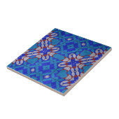 Bold Blue Red White Mosaic Geometric Pattern Fliese (Seite)