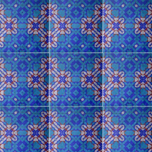 Bold Blue Red White Mosaic Geometric Pattern Fliese