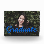 Bold Blue Script-Abschluss Fotoblock (Vorderseite)