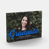 Bold Blue Script-Abschluss Fotoblock (Links)