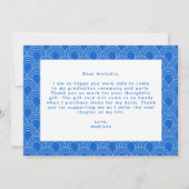 Bold Blue Script Foto Abschluss Dankeskarte (Rückseite)