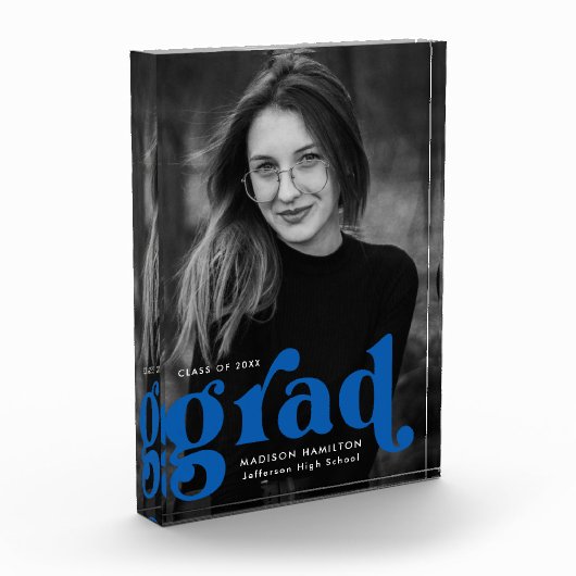 Bold Blue Typografy Abschluss Fotoblock (Links)