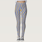 Bold Blue und Gold Zickzack Zigzag Muster Leggings (Vorderseite)