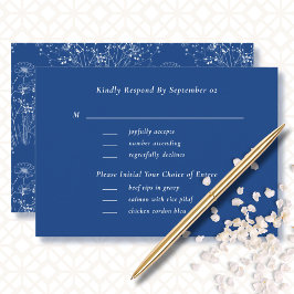 Bold Blue White Wildblume Boho Menu Wedding RSVP