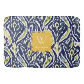 Bold Blue Yellow Abstrakt Classy Ikat Monogram Badematte (Vorderseite)