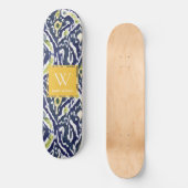 Bold Blue Yellow Abstrakt Classy Ikat Monogram Skateboard (Vorderseite)