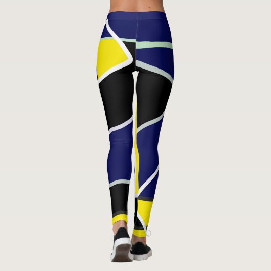 Bold Blue Yellow Abstrakte Kunst Leggings (Rückseite)