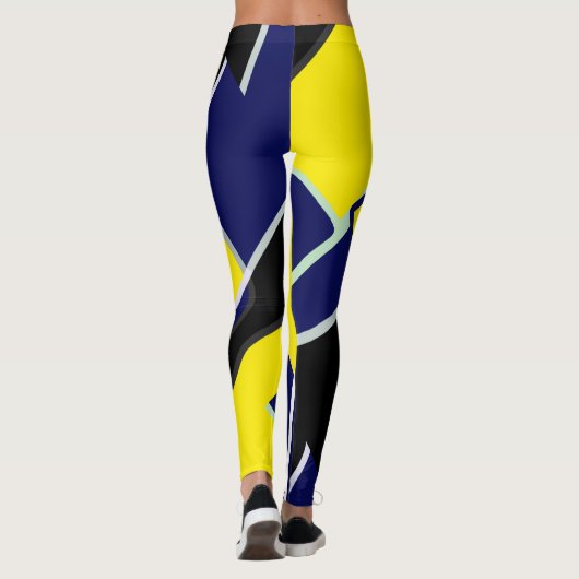 Bold Blue Yellow Abstrakte Kunst Leggings (Rückseite)