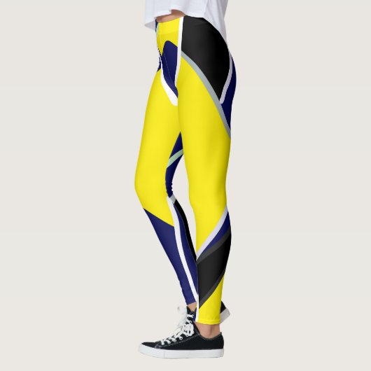 Bold Blue Yellow Abstrakte Kunst Leggings (Links)