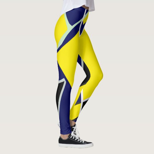 Bold Blue Yellow Abstrakte Kunst Leggings (Rechts)