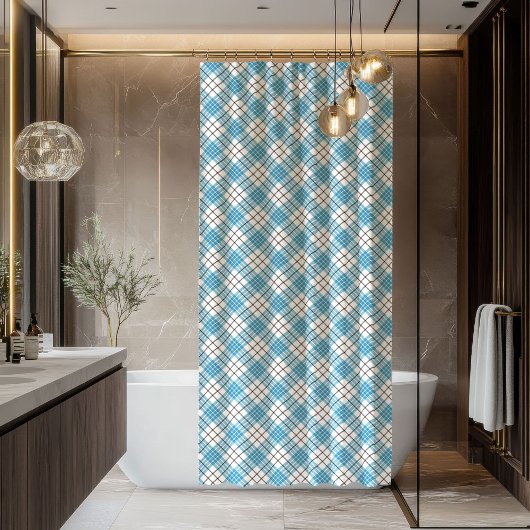 Bold Blue & Yellow Plaid Shower Curtain Gift Man Duschvorhang