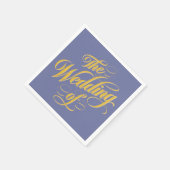 Bold Blueberry on Sunshine Typografy Wedding Serviette (Ecke)