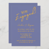 Bold Blueberry Sunshine Typografy Verlobung Einladung (Vorne/Hinten)