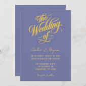 Bold Blueberry Sunshine Typografy Wedding Einladung (Vorne/Hinten)