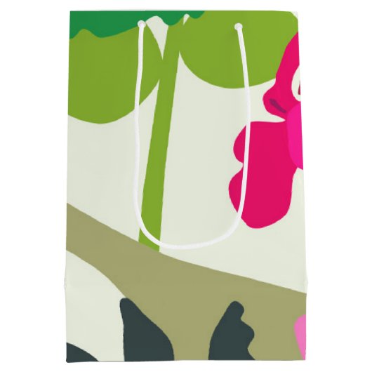 Bold blühende Geraniums Florist Moderne Mittlere Geschenktüte (Rückseite)