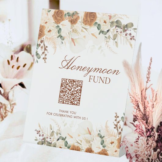 Bold Bohemian Calla Lilies Honeymoon Fund Sign Sockelschild