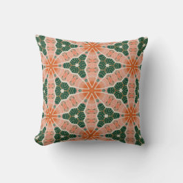 Bold Bohemian Coral Orange Green Geometric  Kissen
