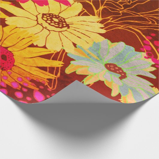 Bold Bohemisch Floral Geschenkpapier (Ecke)
