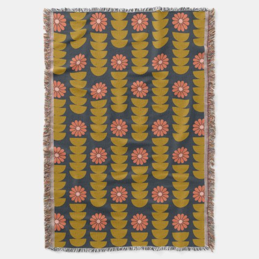 Bold Boho Botanical Geometric Blue Gold Decke (Vorderseite Vertikal)