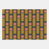 Bold Boho Botanical Geometric Blue Gold Geschenkpapier Set (Vorderseite 3)