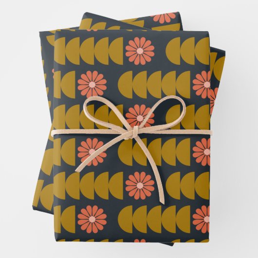 Bold Boho Botanical Geometric Blue Gold Geschenkpapier Set (Beispiel)