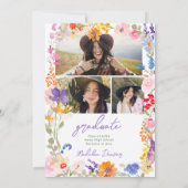 Bold Boho Bright Wildflower Photo Graduation Einladung (Rückseite)