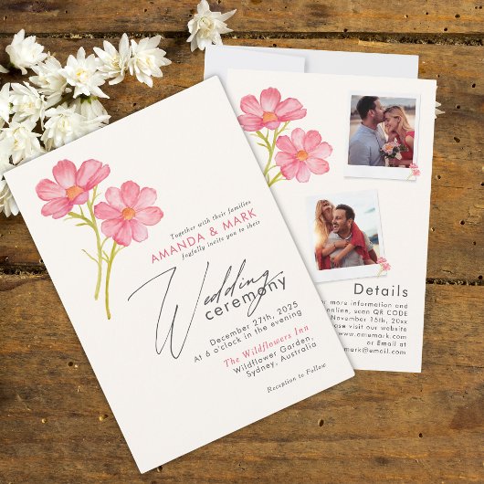 Bold Boho Chic Wildblume Rustic Floral Wedding Einladung