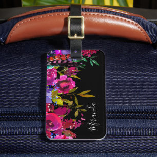 Bold Boho Floral Custom Mit Monogramm Gepäckanhänger