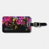 Bold Boho Floral Custom Mit Monogramm Gepäckanhänger (Vorderseite horizontal)