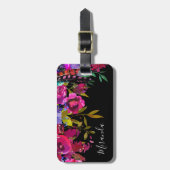 Bold Boho Floral Custom Mit Monogramm Gepäckanhänger (Vorderseite vertikal)