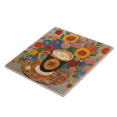 Bold Boho Floral Monogram Coffee Cup Fliese (Seite)