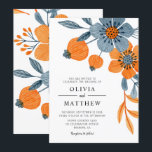 Bold Boho Floral Orange Blue Wedding Einladung<br><div class="desc">Set Sie mit diesem modernen Design das romantische Ambiente für Ihren Hochzeitstag. Diese Hochzeitseinladung ist Teil eines Hochzeitszimmers,  in dem Sie sich mit den von Ihnen angebotenen Produkten abstimmen können.</div>