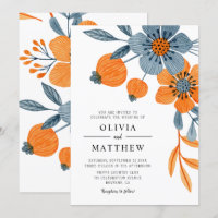 Bold Boho Floral Orange Blue Wedding