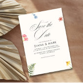 Bold Boho Pink Chic Wildblume Save the Date Einladung