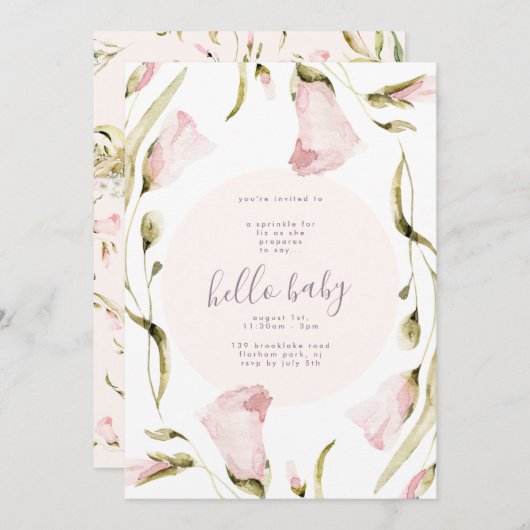 Bold Boho Wildblume Garden Hello Baby Dusche Einladung (Vorne/Hinten)