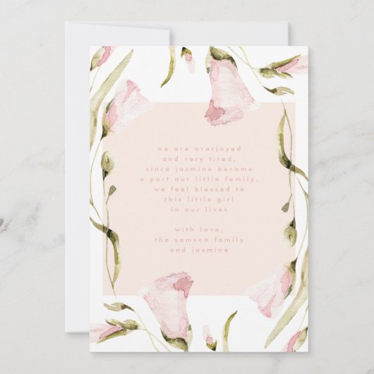 bold boho Wildblume pink Girl Hallo geburt Ankündigung (Rückseite)