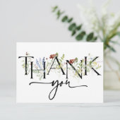 Bold Boho Wildblume Watercolor Danke Karte (Stehend Vorderseite)