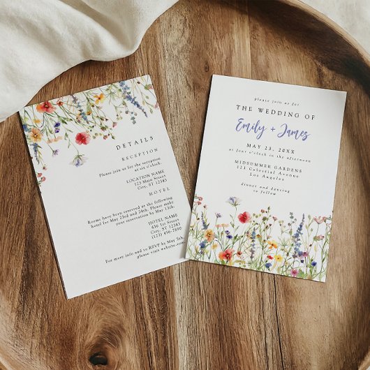 Bold Boho Wildflower All in One Wedding Einladung